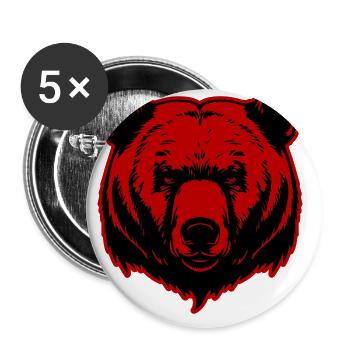 Bear Grizzly Head - Buttons large 2.2''/56 mm (5-pack) - white - Front