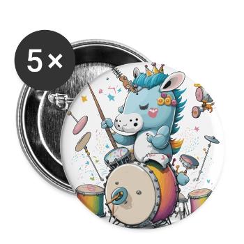 Batteur Licorne - Lot de 5 grands badges (56 mm) - blanc - Devant