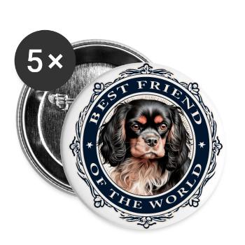 Meilleur ami du monde Cavalier Black & Tan - Lot de 5 grands badges (56 mm) - blanc - Devant