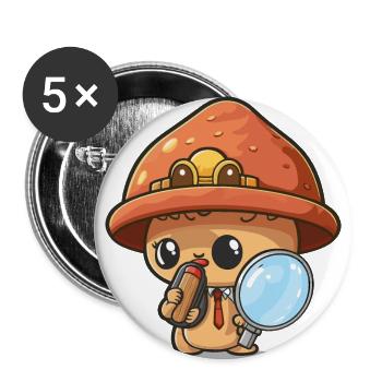 Mystère des champignons - Lot de 5 grands badges (56 mm) - blanc - Devant