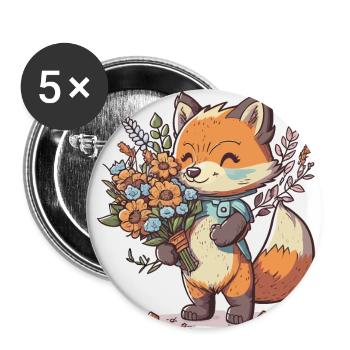 Amour Foxy - Lot de 5 grands badges (56 mm) - blanc - Devant