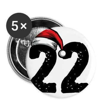 22 Numéro Noël - Lot de 5 grands badges (56 mm) - blanc - Devant
