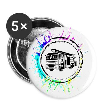 Feuerwehrauto Feuerwehr - Buttons groß 56 mm (5er Pack) - Weiß - Vorne