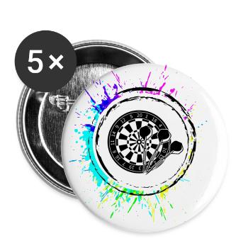 Darts Sport Symbol - Buttons groß 56 mm (5er Pack) - Weiß - Vorne