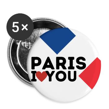 Paris Ich liebe dich - Buttons groß 56 mm (5er Pack) - Weiß - Vorne
