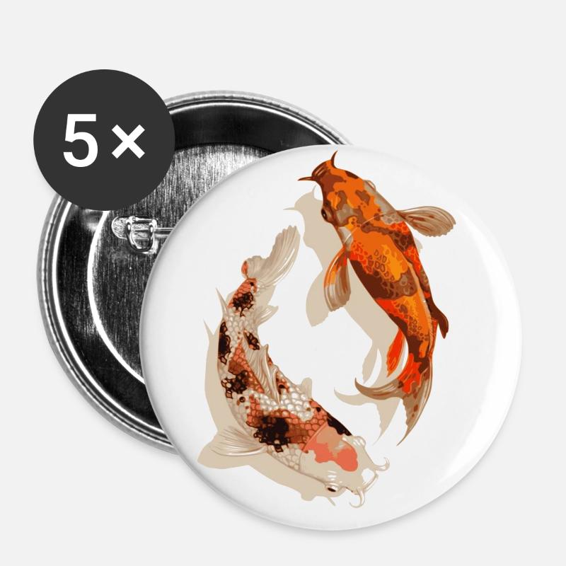 Koi fish - Buttons large 2.2''/56 mm (5-pack) - white