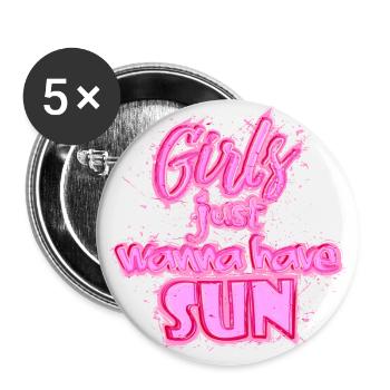 Girls have Sun (lettrage) 02 - Lot de 5 grands badges (56 mm) - blanc - Devant