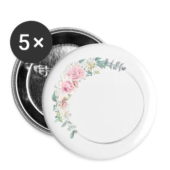 Customizable floral wreath silver pink - Buttons large 2.2''/56 mm (5-pack) - white - Front