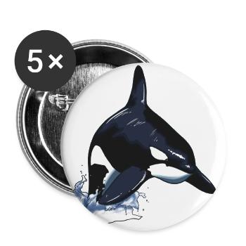 Orca Killer Whale Killer Whale Jump - Buttons large 2.2''/56 mm (5-pack) - white - Front