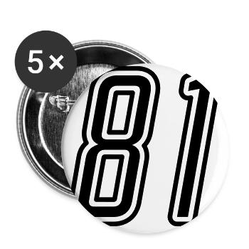 81 Zahl nummer - Buttons groß 56 mm (5er Pack) - Weiß - Vorne