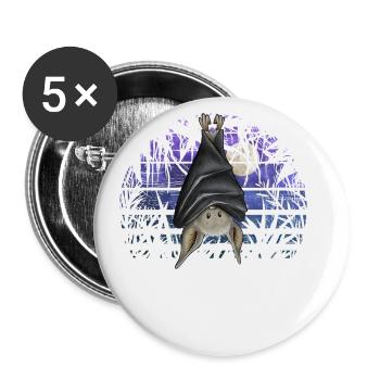Lässige Gothic Fledermaus in dunkelblauer Vollmond - Buttons groß 56 mm (5er Pack) - Weiß - Vorne