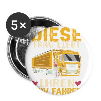 Diese Frau Liebt Ihren Lkw Fahrer Trucker Babe - Buttons groß 56 mm (5er Pack) - Weiß - Vorne
