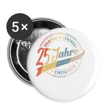 Vintage 25 Geburtstag 25 Jahre Birthday Bday Damen - Buttons groß 56 mm (5er Pack) - Weiß - Vorne