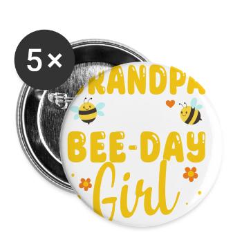 Opa des Bee Day Mädchens Geburtstag - Buttons groß 56 mm (5er Pack) - Weiß - Vorne