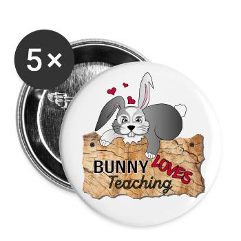 I love my rabbit school climates - Buttons large 2.2''/56 mm (5-pack) - white - Front