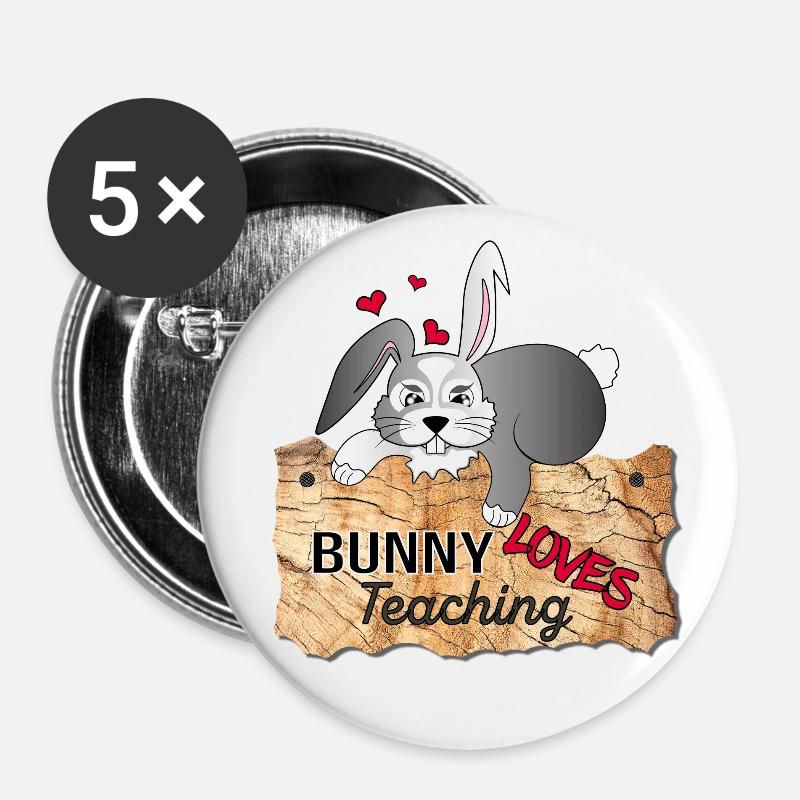 I love my rabbit school climates - Buttons large 2.2''/56 mm (5-pack) - white
