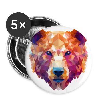 Polygon Bear Colorful - Buttons groß 56 mm (5er Pack) - Weiß - Vorne
