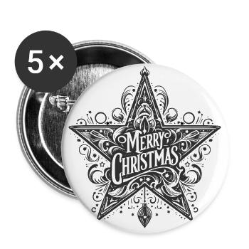 Vintage Weihnachtsstern - Buttons groß 56 mm (5er Pack) - Weiß - Vorne