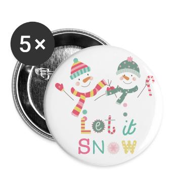Fun Snowman Let It Snow Colorful Christmas - Buttons large 2.2''/56 mm (5-pack) - white - Front