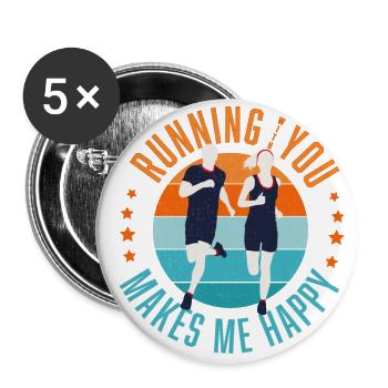 Running with you - Buttons large 2.2''/56 mm (5-pack) - white - Front