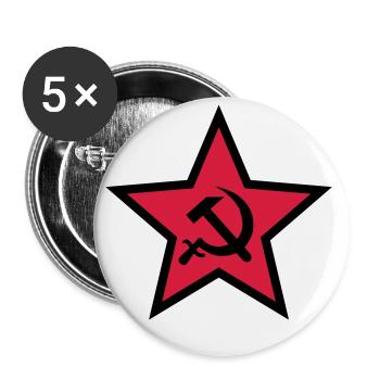 92 Hammer Sichel im Stern Russland Russia - Buttons groß 56 mm (5er Pack) - Weiß - Vorne