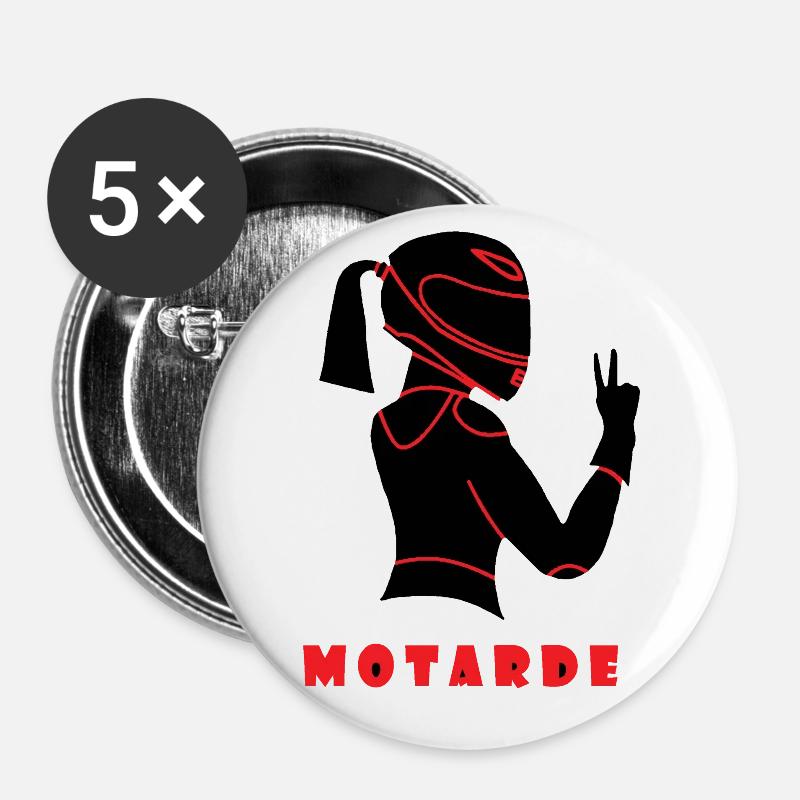 Biker - Buttons large 2.2''/56 mm (5-pack) - white