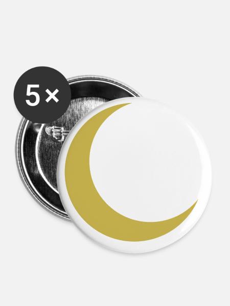 Mondsichel - Buttons groß 56 mm (5er Pack) - Weiß