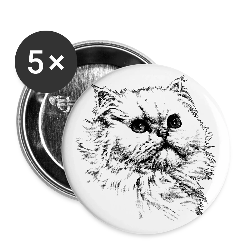 Katze, Perserkatze - Buttons gro&szlig; 56 mm (5er Pack)