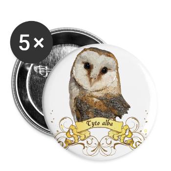 Barn owl - Buttons large 2.2''/56 mm (5-pack) - white - Front