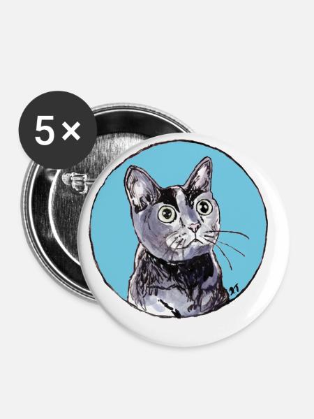 So Shiny - Blue Kitty Ball - Buttons groß 56 mm (5er Pack) - Weiß