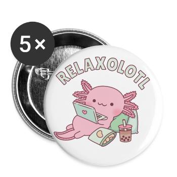 Mignon relaxant Axolotl Relaxolotl Pun - Lot de 5 grands badges (56 mm) - blanc - Devant