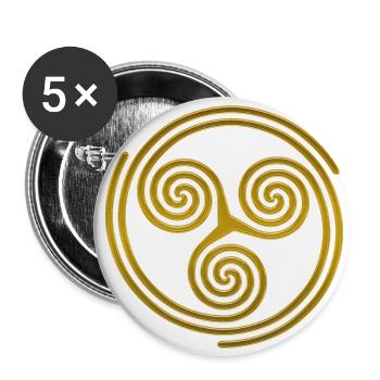Celtic Culture Triple Spiral Triskele Symbol 5 - Buttons large 2.2''/56 mm (5-pack) - white - Front