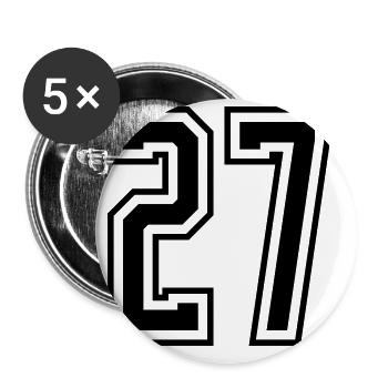 27 Numéro de numéro - Lot de 5 grands badges (56 mm) - blanc - Devant