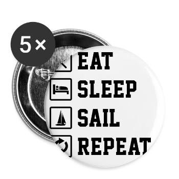 Eat Sleep Sail Repeat Sailor Skipper Captain Sailb - Buttons groß 56 mm (5er Pack) - Weiß - Vorne