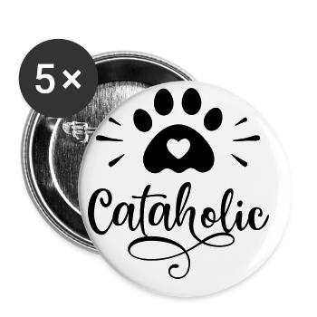 I'm A Cataholic Cat Lover Cat Owner Animals Pet Ow - Buttons groß 56 mm (5er Pack) - Weiß - Vorne