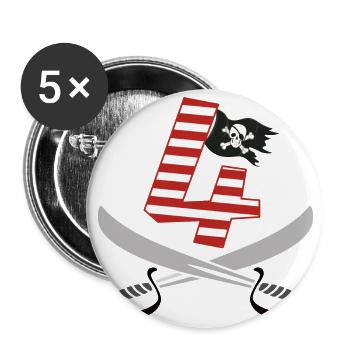 Ich bin 4 Vier / Pirat Geburtstag Party Geschenk - Buttons groß 56 mm (5er Pack) - Weiß - Vorne