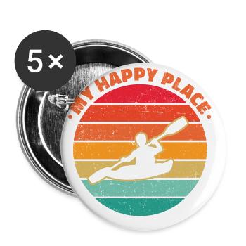 My Happy Place Rowing Canoe Kayaking Rower Paddle - Buttons groß 56 mm (5er Pack) - Weiß - Vorne
