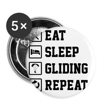 Eat Sleep Gliding Repeat Paragliding Parachute Par - Buttons groß 56 mm (5er Pack) - Weiß - Vorne