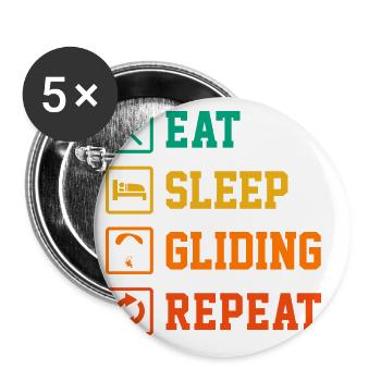 Eat Sleep Gliding Repeat Paragliding Parachute Par - Buttons groß 56 mm (5er Pack) - Weiß - Vorne