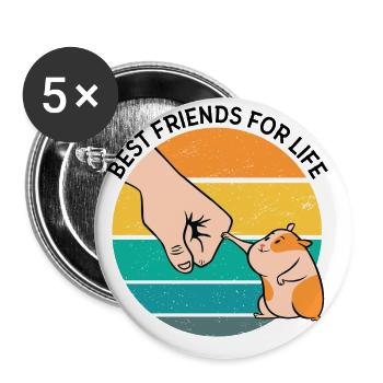 Best Friends For Life Hamster Pet Owner Animal Lov - Buttons groß 56 mm (5er Pack) - Weiß - Vorne
