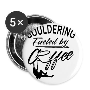 Bouldering Fueled By Coffee Rock Climbing Boulderi - Buttons groß 56 mm (5er Pack) - Weiß - Vorne