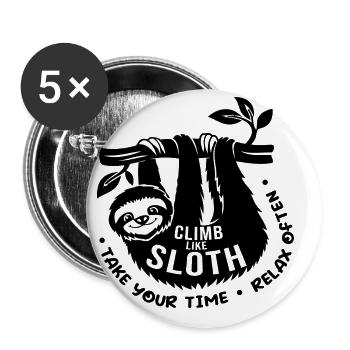 Climb Like Sloth Take Your Time Bouldering Rock Cl - Buttons groß 56 mm (5er Pack) - Weiß - Vorne