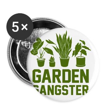 Garden Gangster Graphic Gardener Hogriculture Gard - Buttons groß 56 mm (5er Pack) - Weiß - Vorne