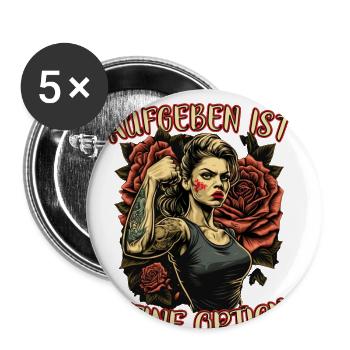 Aufgeben ist keine Option starke Frau Mutter Rosen - Buttons groß 56 mm (5er Pack) - Weiß - Vorne