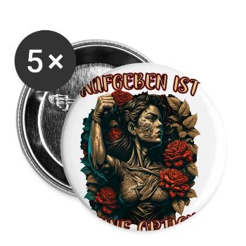 Aufgeben ist keine Option starke Frau Mutter Rosen - Buttons groß 56 mm (5er Pack) - Weiß - Vorne