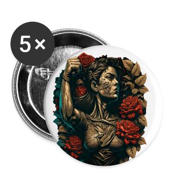 Strong Woman Mother Roses Mother's Day Gift - Buttons large 2.2''/56 mm (5-pack) - white - Front