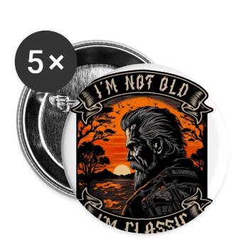 I m not old I m classic Motorrad biker - Buttons groß 56 mm (5er Pack) - Weiß - Vorne