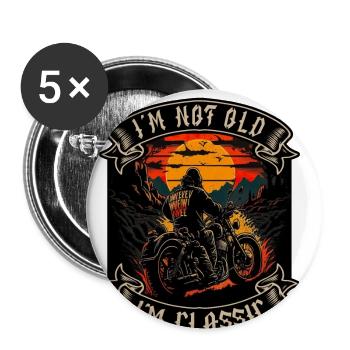 I m not old I m classic Motorrad biker - Buttons large 2.2''/56 mm (5-pack) - white - Front