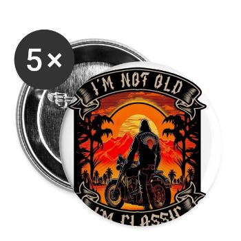 I m not old I m classic Motorrad biker - Buttons groß 56 mm (5er Pack) - Weiß - Vorne