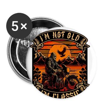 I m not old I m classic Motorrad biker - Buttons groß 56 mm (5er Pack) - Weiß - Vorne